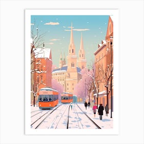 Retro Winter Illustration Vienna Austria 1 Art Print