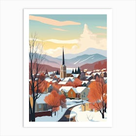 Vintage Winter Travel Illustration Boulder Colorado 2 Art Print