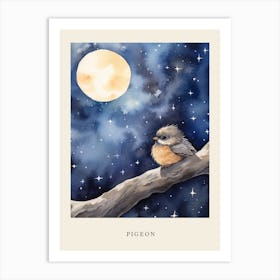 Baby Pigeon 2 Sleeping In The Clouds Nursery Poster Art Print