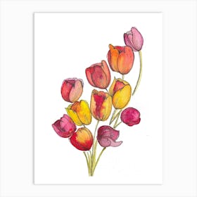 Watercolor Tulips Art Print