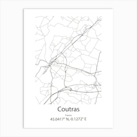 Coutras,France Minimalist Map Art Print