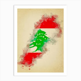 Lebanon Flag Vintage Art Print