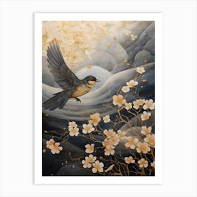 House Sparrow 2 Gold Detail Painting Art Print