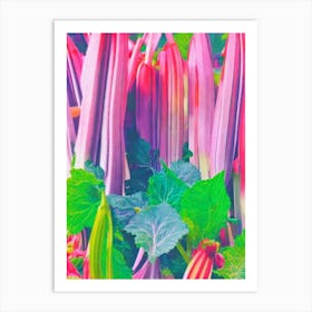 Rhubarb 2 Risograph Retro Poster vegetable Art Print