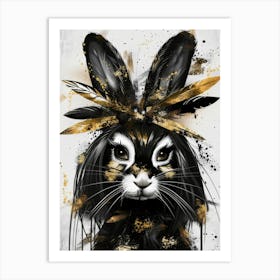 Black And Gold Bunny Art Print