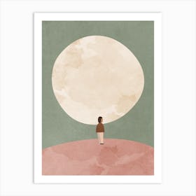 Minimal Starry Night Moonlight Art Print