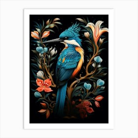 Folk Bird Illustration Kingfisher 3 Art Print
