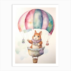 Baby Squirrel 2 In A Hot Air Balloon Art Print