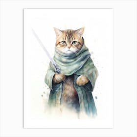 American Shorthair Cat As A Jedi 3 Art Print