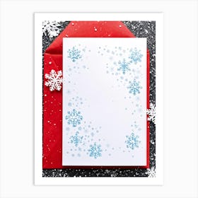 Abstract Winter Themed Illustration Featuring A Small White Ornament Framed By Satin Snowflakes On (2) Art Print