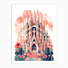La Sagrada Família   Barcelona, Spain   Cute Botanical Illustration Travel 5 Art Print