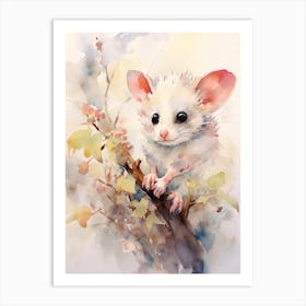 Light Watercolor Painting Of A Posing Possum 3 Art Print