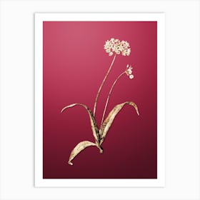 Gold Botanical Spring Garlic on Viva Magenta n.0575 Art Print