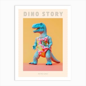 Pastel Toy Dinosaur In 80s Clothes 4 Poster Art Print
