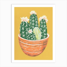 Easter Cactus Minimalist Block Print 2 Art Print