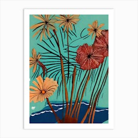 Boho Tropical Flowers Art Print