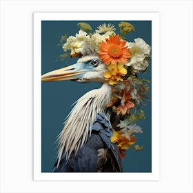 Bird With A Flower Crown Great Blue Heron 1 Art Print