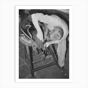 Rivet Work In Saddle Repair Shop, Alpine, Texas By Russell Lee Art Print