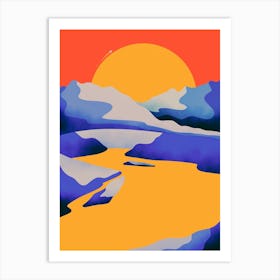 The Yellow Sun Lake Art Print