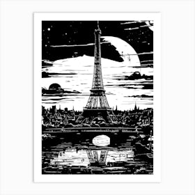 Paris City Black In White Art Print