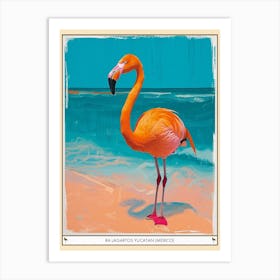 Greater Flamingo Ra Lagartos Yucatan Mexico Tropical Illustration 2 Poster Art Print