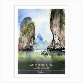 Ao Phang Nga National Park Thailand Watercolour 2 Art Print