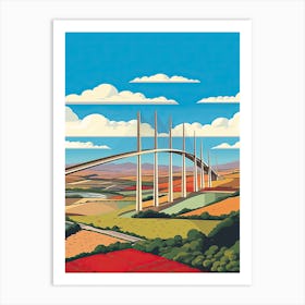 Millau Bridge, France, Colourful 2 Art Print