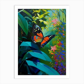 Butterfly In Botanical Gardens Oil Painting 1 Art Print