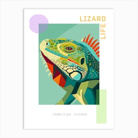Turquoise Jamaican Iguana Abstract Modern Illustration 2 Poster Art Print