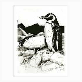 Emperor Penguin Sunbathing On Rocks 1 Art Print