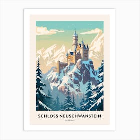 Vintage Winter Travel Poster Schloss Neuschwanstein Germany 5 Art Print