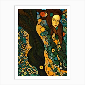 Artistic Symphony Rapunzel By Klimt And Van Gogh Art Print