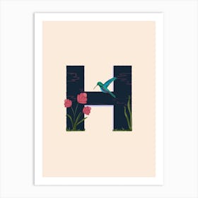 Letter H Hummingbird Art Print