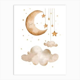 Moon And Stars Kids and Nursery Art Print