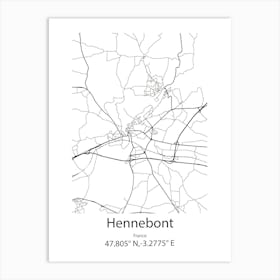 Hennebont,France Minimalist Map Art Print