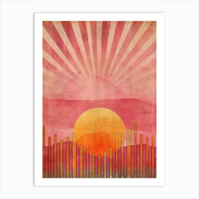 Abstract Background With Sun Art Print