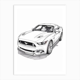 Ford Mustang Line Drawing 1 Art Print