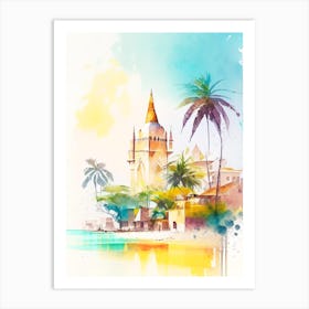 Zanzibar Tanzania Watercolour Pastel Tropical Destination Art Print