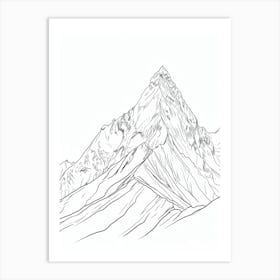 K2 Pakistan China Line Drawing 1 Art Print