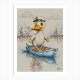 Duck In A Boat 3 Art Print