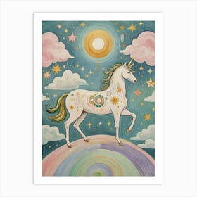 Whimsical Unicorn In The Sky Art Print