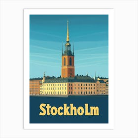 Aihrgdesign A Retro Travel Poster For Stockholm Featuring The 933fe8e1 6bbf 4369 Bd44 9f4a3cc458b8 1 Art Print