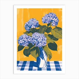 Hydrangea Flowers On A Table   Contemporary Illustration 3 Art Print