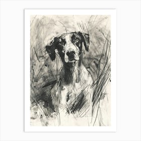 American Foxhound Dog Charcoal Line 1 Art Print