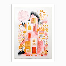 A House In Istanbul, Abstract Risograph Style 2 Art Print