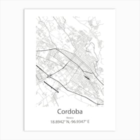 Cordoba,Mexico Minimalist Map Art Print