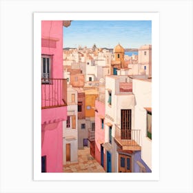 Tangier Morocco 6 Vintage Pink Travel Illustration Art Print