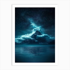 Night Sky Over Mountain Art Print