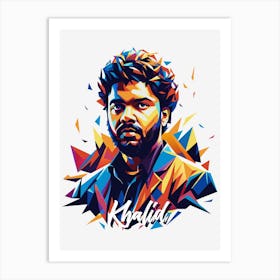 Khalid 01 Portrait Music Icon Style WPAP Pop Art Art Print