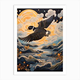 Wood Duck 1 Gold Detail Painting Art Print
